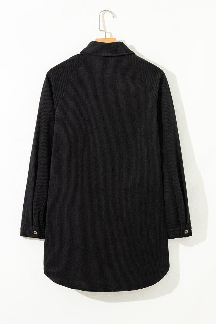 Black Corduroy Shift Mini Dress