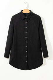 Black Corduroy Shift Mini Dress