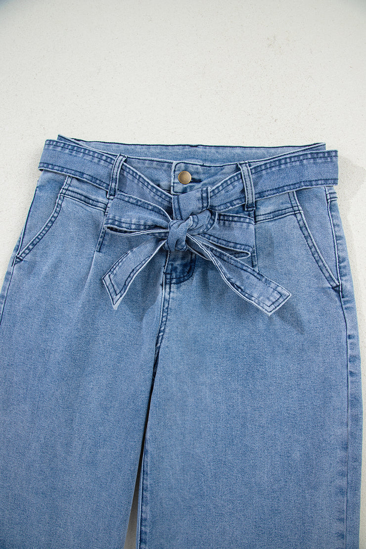 Western Bow Wide Leg Jeans