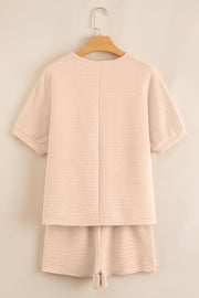 Textured V Neck Lounge Set