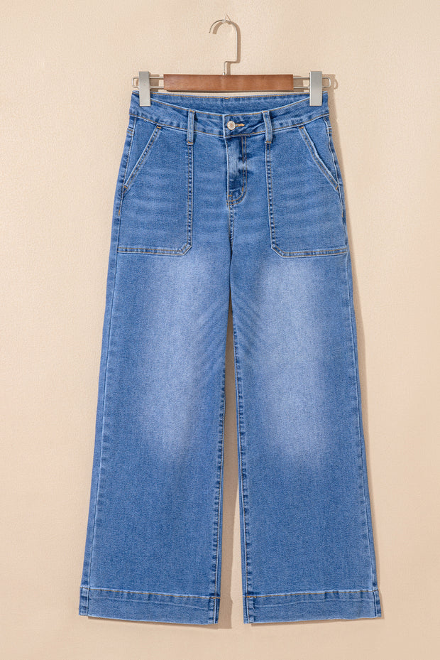 Cropped High Rise Wide Leg Jeans