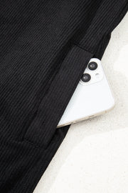 Black Corduroy Shift Mini Dress