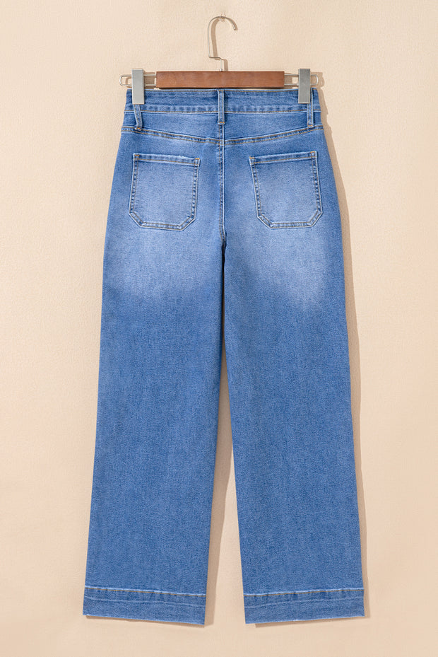 Cropped High Rise Wide Leg Jeans