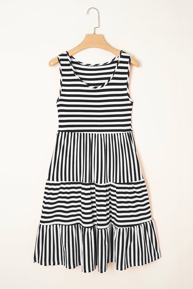 Black Stripe Sleeveless Dress