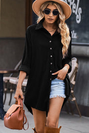 Black Corduroy Shift Mini Dress