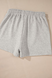 Light Grey Solid Pullover Sweatshirt and Shorts 2 Piece Set