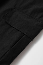 Black Elastic High Waist Pocketed Cargo Joggers