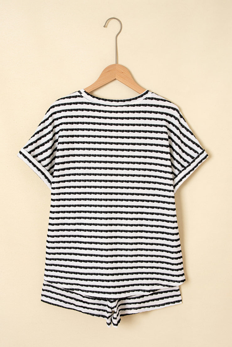 Striped Drawstring Shorts and Top Set