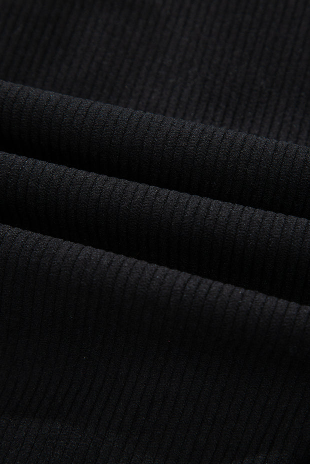Black Corduroy Shift Mini Dress