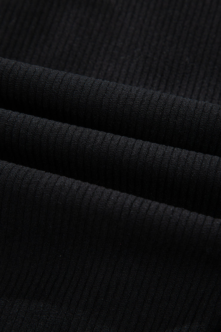 Black Corduroy Shift Mini Dress