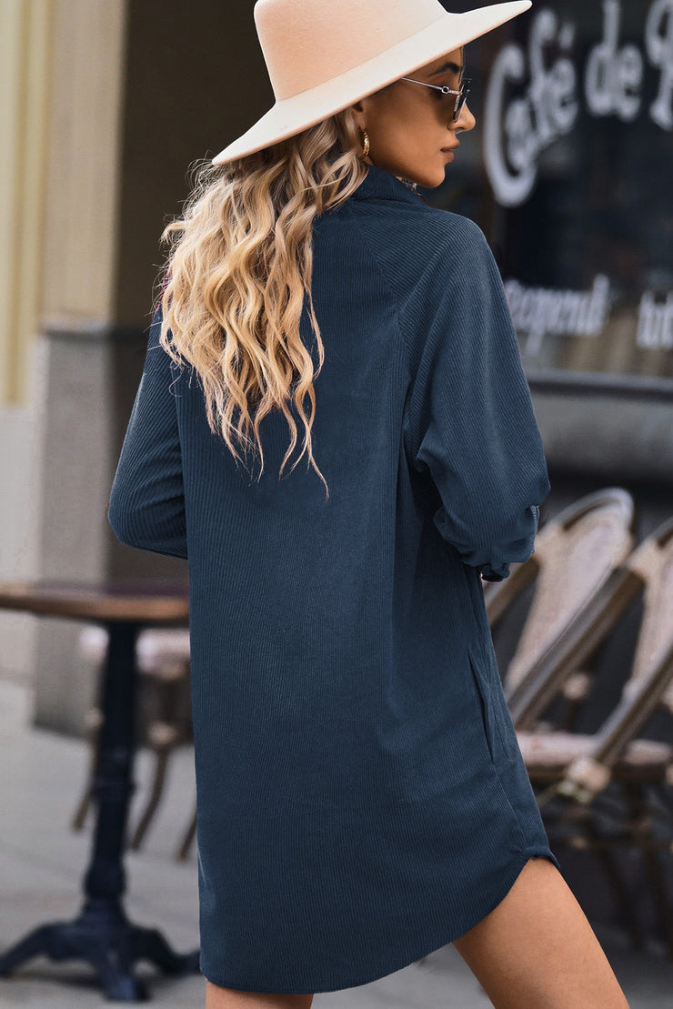 Blue Corduroy Shift Mini Dress