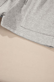 Light Grey Solid Pullover Sweatshirt and Shorts 2 Piece Set