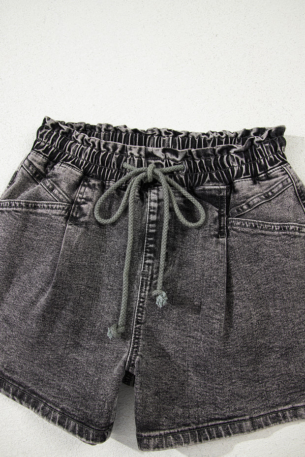 High-rise Drawstring Denim Shorts