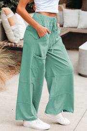 Mint Green Wide Leg Cargo Pants
