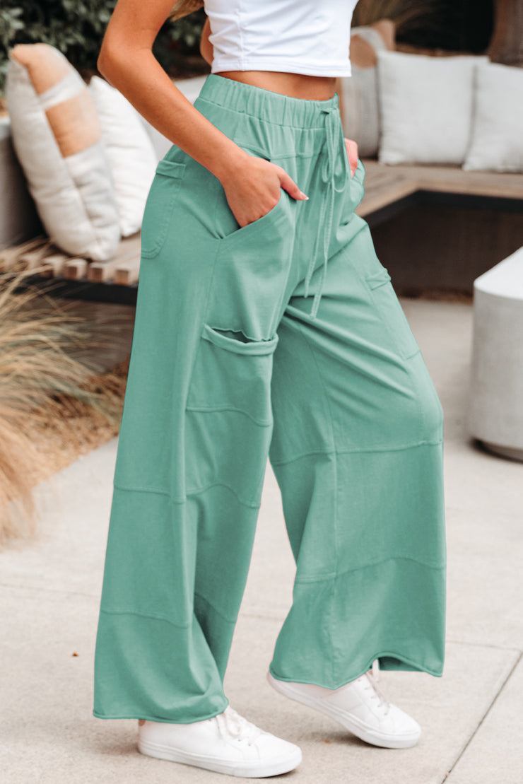 Mint Green Wide Leg Cargo Pants