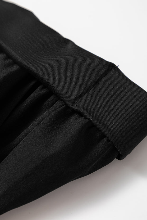 Black Elastic High Waist Pocketed Cargo Joggers