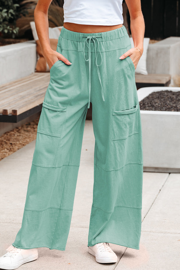 Mint Green Wide Leg Cargo Pants