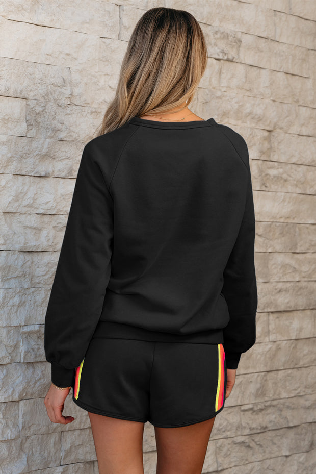 Black Pullover and Shorts Set