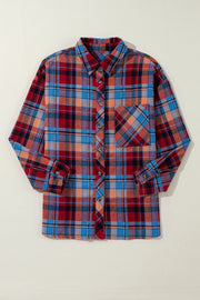 Red Plaid Print Loose Vintage Shirt