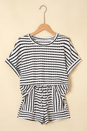 Striped Drawstring Shorts and Top Set