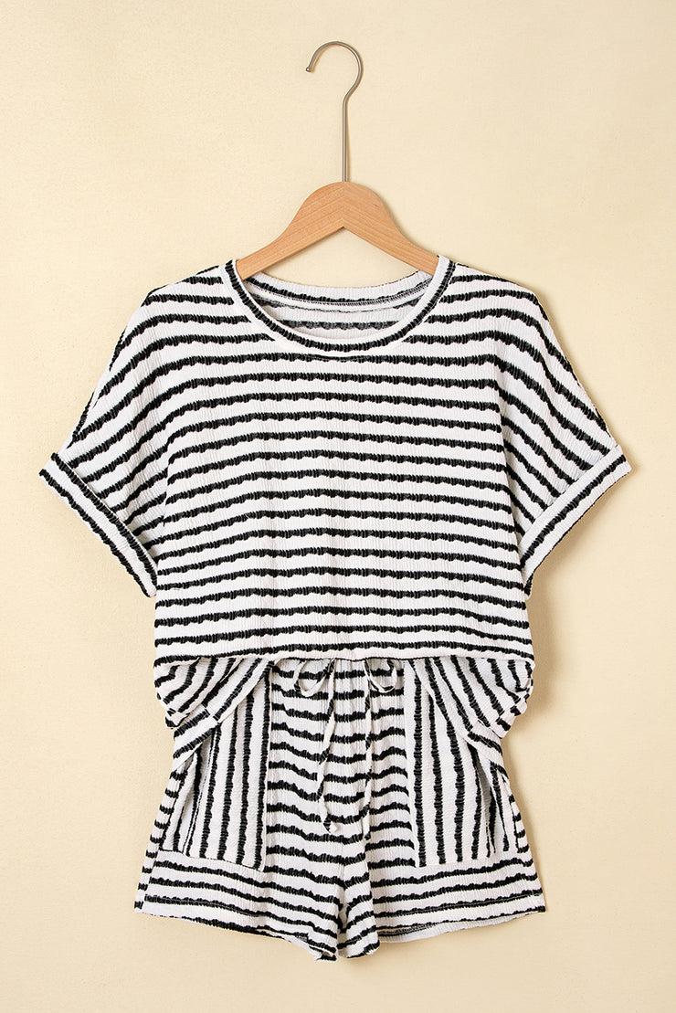 Striped Drawstring Shorts and Top Set