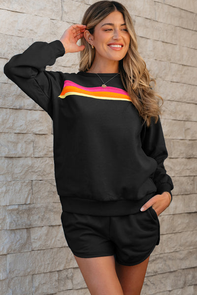 Black Pullover and Shorts Set