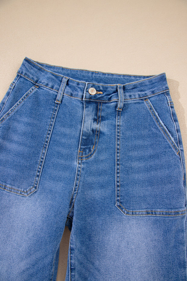 Cropped High Rise Wide Leg Jeans