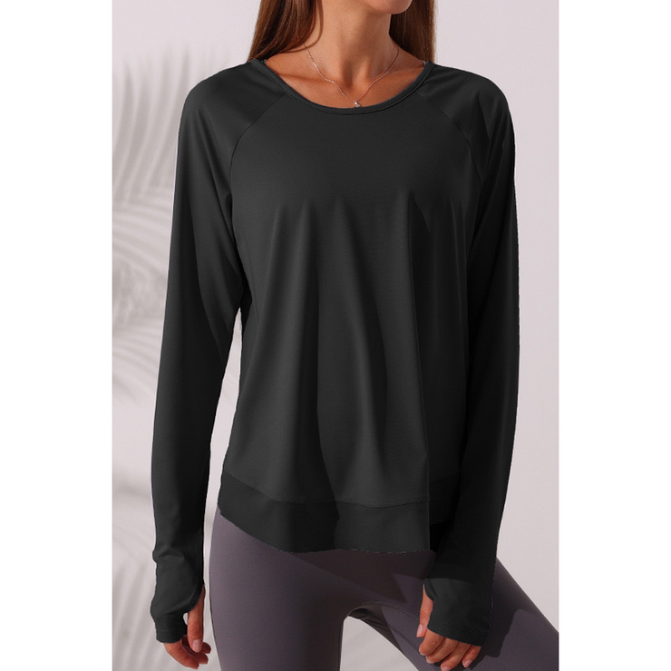 RELAXED OPEN BACK TEE - BLACK